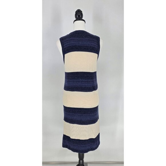 Ralph Lauren Cotton Linen Navy Striped Bodycon Sweater Dress Womens Sz Small - Picture 5 of 8
